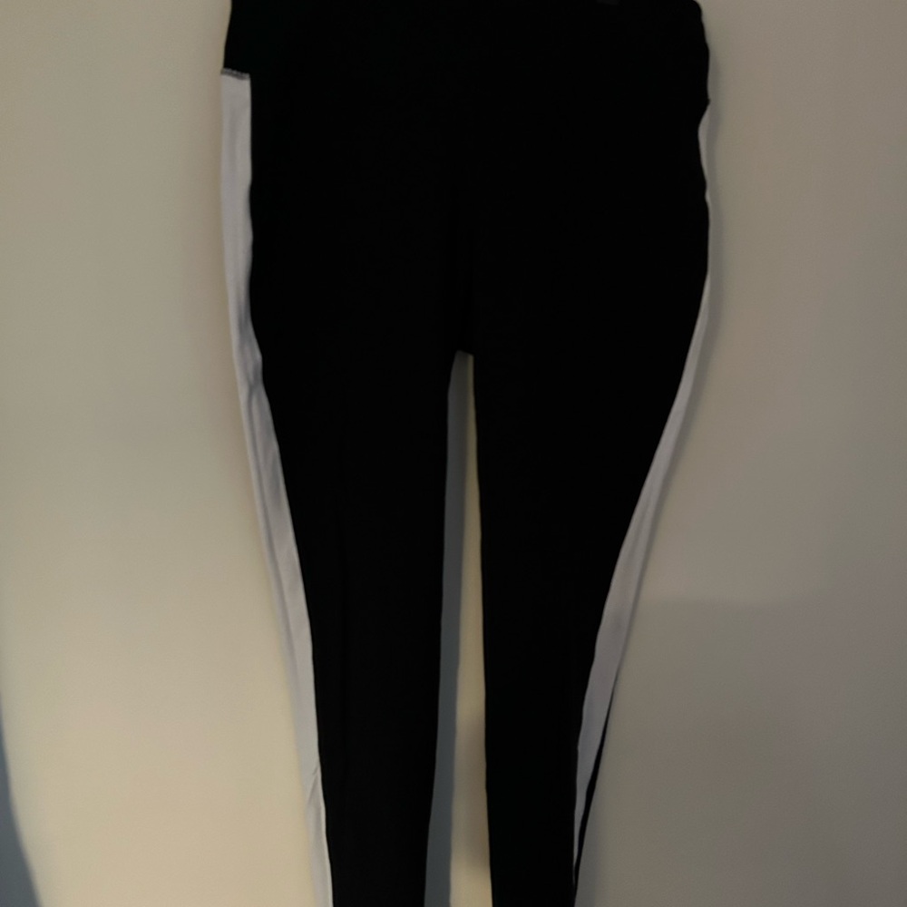 Style & Co. Black Leggings with White Side Stripes (1X)